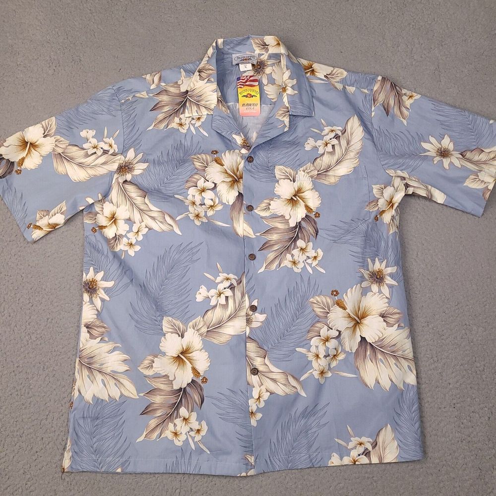 Vintage Pacific Legend Hawaiian Shirt‎ Mens XL Blue Made in USA Hawaii Floral